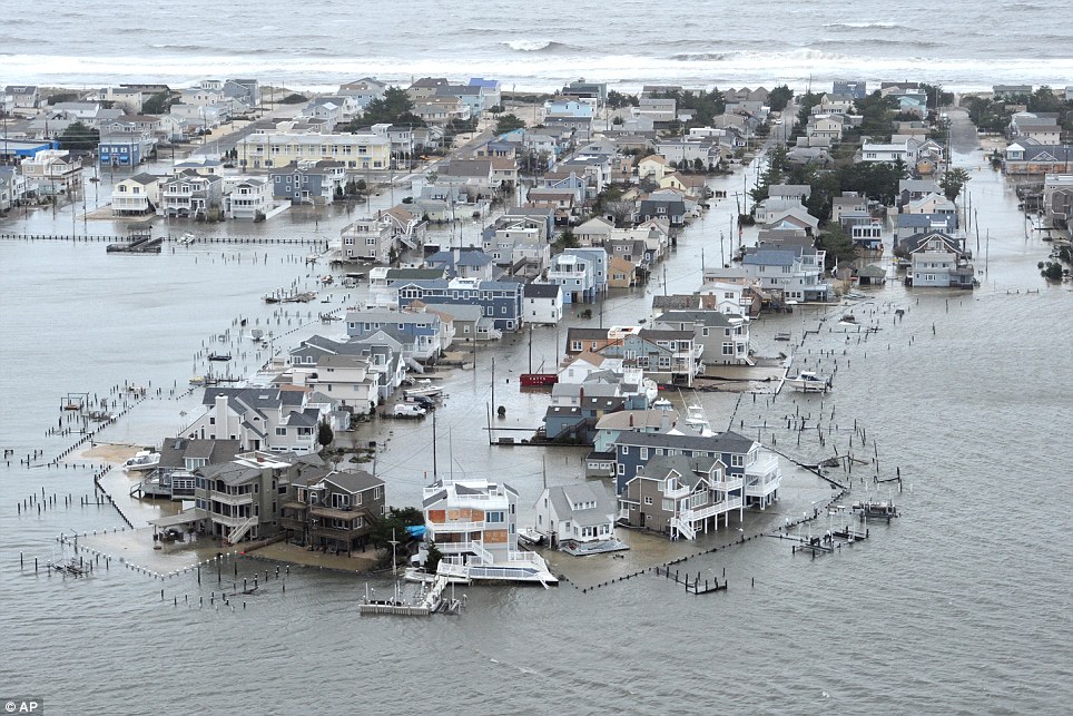 Flooding: A portion of Harvey Cedars on Long Beach Island, New Jersey was underwater after Superstorm Sandy blew across the state with devastating results