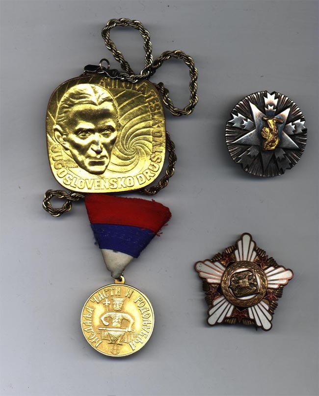 Medals for Dr. Ljubo Vujovic, President, Tesla Memorial Society of New York